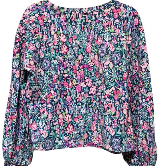 Lilly Pulitzer Kamala Long Sleeve Sweatshirt "Low Tide Navy Jewelry" Large - Picture 4 of 6
